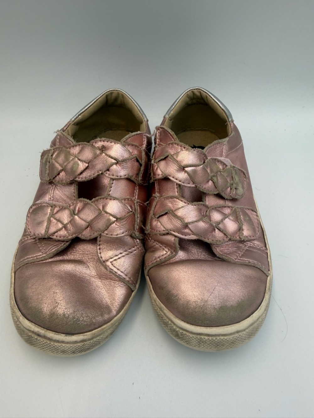 Old Soles Metallic Rose Gold Kids' Sneakers with Braided Straps